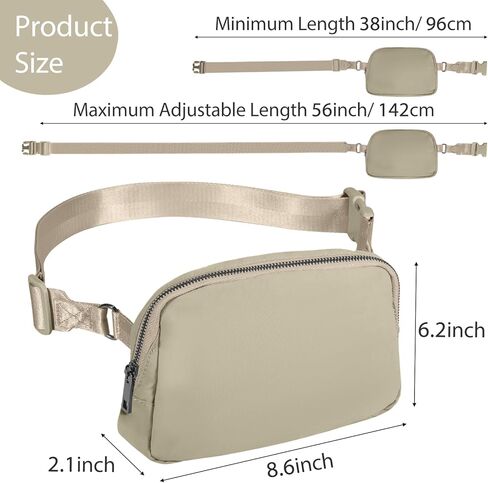 حقيبة حزام INTINI للنساء كبيرة الحجم، حقيبة كروس عصرية للرجال، حقيبة خصر للرجال، حقيبة صدر للسفر والجري والتنزه سيرًا على الأقدام باللون الأسود in Kuwait