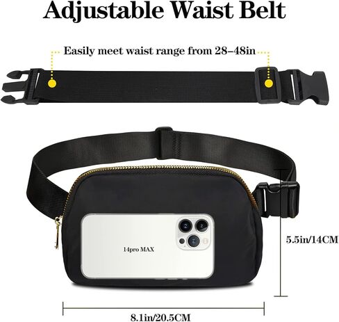 Unisex Fashion Belt Bag with Adjustable Strap Small Fanny Pack Crossbody Bags for Workout Running Traveling Hiking, Black in Kuwait