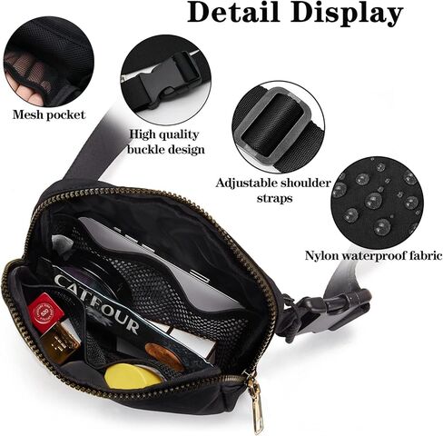 Unisex Fashion Belt Bag with Adjustable Strap Small Fanny Pack Crossbody Bags for Workout Running Traveling Hiking, Black in Kuwait