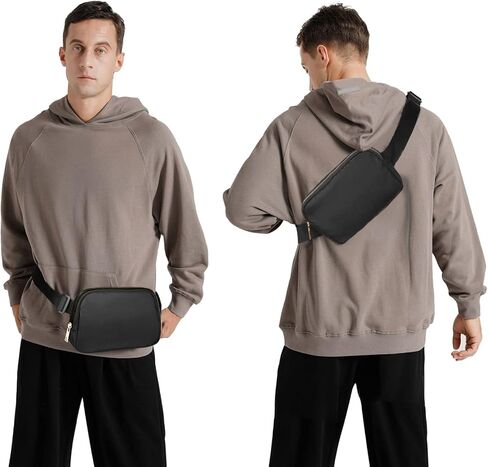 Unisex Fashion Belt Bag with Adjustable Strap Small Fanny Pack Crossbody Bags for Workout Running Traveling Hiking, Black in Kuwait