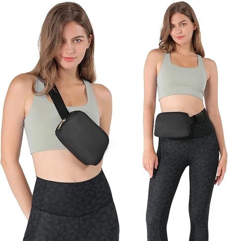 Unisex Fashion Belt Bag with Adjustable Strap Small Fanny Pack Crossbody Bags for Workout Running Traveling Hiking, Black in Kuwait