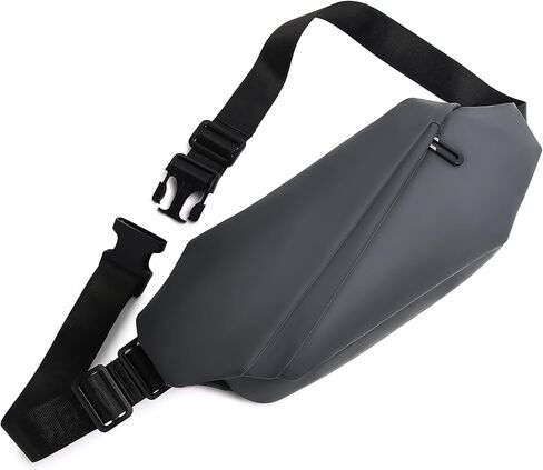 Fanny Packs Mini Sling Slim Shoulder Bag for Men and Women, Lightweight, Water Resistant, Multiple Organisation Compartments (Black-1) in Kuwait