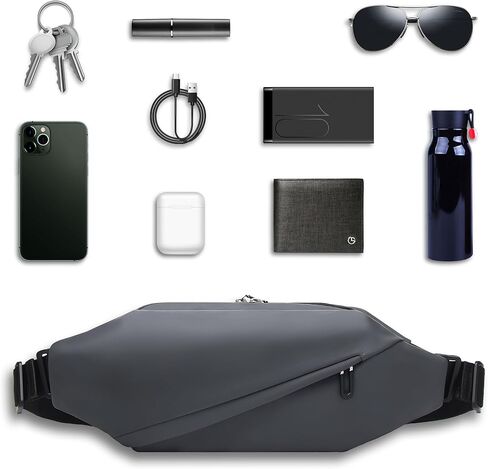 Fanny Packs Mini Sling Slim Shoulder Bag for Men and Women, Lightweight, Water Resistant, Multiple Organisation Compartments (Black-1) in Kuwait