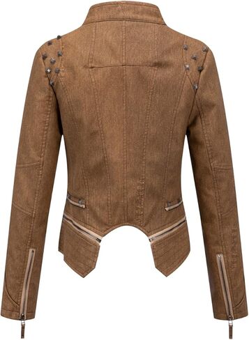 chouyatou Women's Fashion Snake Pattern Print Studded Moto Pu Leather Biker Jacket in Saudi Arabia