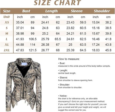 chouyatou Women's Fashion Snake Pattern Print Studded Moto Pu Leather Biker Jacket in Saudi Arabia