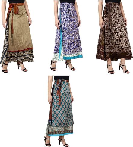 Maple Clothing Wholesale Two Layer Women's Silk Sari Magic Wrap Around Skirts in Saudi Arabia
