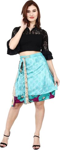 Maple Clothing Wholesale Two Layer Women's Silk Sari Magic Wrap Around Skirts in Saudi Arabia