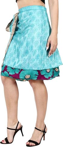 Maple Clothing Wholesale Two Layer Women's Silk Sari Magic Wrap Around Skirts in Saudi Arabia