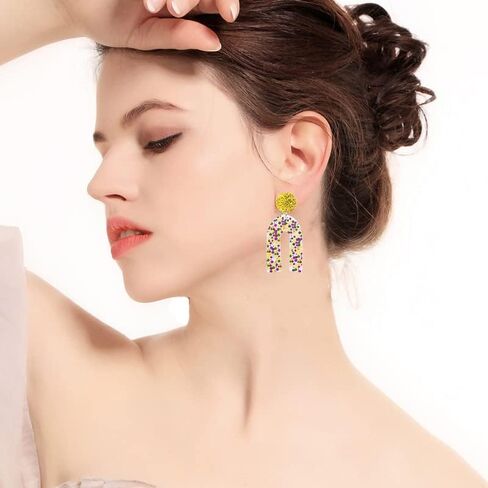 Mardi Gras Earrings for Women, Carnival Theme Mask Feather Lobster Modelling Earrings for Girls,Acrylic Mardi Gras Tassel Dangle Earrings for Holiday Gifts Mardi Gras Outfits Costume Jewelry Accessories in Saudi Arabia