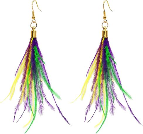 Mardi Gras Earrings for Women, Carnival Theme Mask Feather Lobster Modelling Earrings for Girls,Acrylic Mardi Gras Tassel Dangle Earrings for Holiday Gifts Mardi Gras Outfits Costume Jewelry Accessories in Saudi Arabia