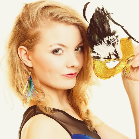 Mardi Gras Earrings for Women, Carnival Theme Mask Feather Lobster Modelling Earrings for Girls,Acrylic Mardi Gras Tassel Dangle Earrings for Holiday Gifts Mardi Gras Outfits Costume Jewelry Accessories in Saudi Arabia