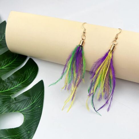 Mardi Gras Earrings for Women, Carnival Theme Mask Feather Lobster Modelling Earrings for Girls,Acrylic Mardi Gras Tassel Dangle Earrings for Holiday Gifts Mardi Gras Outfits Costume Jewelry Accessories in Saudi Arabia