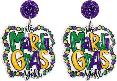 Mardi Gras Earrings for Women, Carnival Theme Mask Feather Lobster Modelling Earrings for Girls,Acrylic Mardi Gras Tassel Dangle Earrings for Holiday Gifts Mardi Gras Outfits Costume Jewelry Accessories in Saudi Arabia