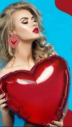 Heart Earrings for Women Hypoallergenic Beaded Statement Dangle Earrings Boho Handmade Red Love Heart Bead Drop Dangling Earrings Valentine’s Day Earrings Jewelry Gift in Kuwait