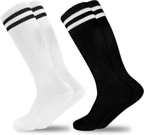 GRPSKCOS Kids Soccer Socks, 2 Pairs Sports Girls Boys Knee High Tube Socks Toddler Stripes School Uniform Stockings in Saudi Arabia