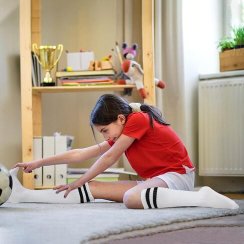 GRPSKCOS Kids Soccer Socks, 2 Pairs Sports Girls Boys Knee High Tube Socks Toddler Stripes School Uniform Stockings in Saudi Arabia