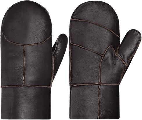 Harssidanzar Women Mittens,Winter Warm Genuine Leather Sheepskin Shearling Fur Lined Mittens Gloves KL031US in Saudi Arabia