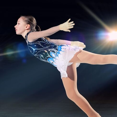 Hungdao 2 Pairs Figure Skating Gloves with Rhinestone Decoration Ice Skating Gloves for Women Girls Winter Skate Competition Accessories Test Show Practice Performance Dance, Medium Size in Saudi Arabia