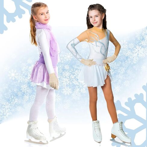Hungdao 2 Pairs Figure Skating Gloves with Rhinestone Decoration Ice Skating Gloves for Women Girls Winter Skate Competition Accessories Test Show Practice Performance Dance, Medium Size in Saudi Arabia