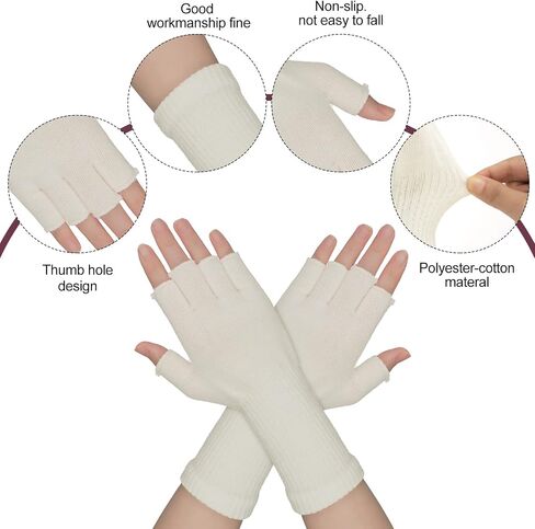 WLLHYF 4 Pairs Fingerless Gloves Half Finger Gloves Spring Stretchy Knit Gloves Fingerless Mittens for Women Men Common Size in Saudi Arabia