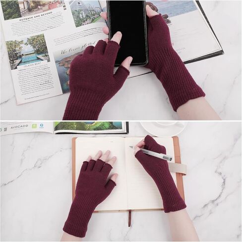 WLLHYF 4 Pairs Fingerless Gloves Half Finger Gloves Spring Stretchy Knit Gloves Fingerless Mittens for Women Men Common Size in Saudi Arabia