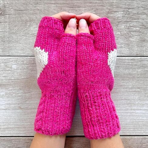 Ella Sussman Hand Knit Alpaca Wool Heart Fingerless Cable Glove Fleece Lined Winter Texting Driving Office in Saudi Arabia