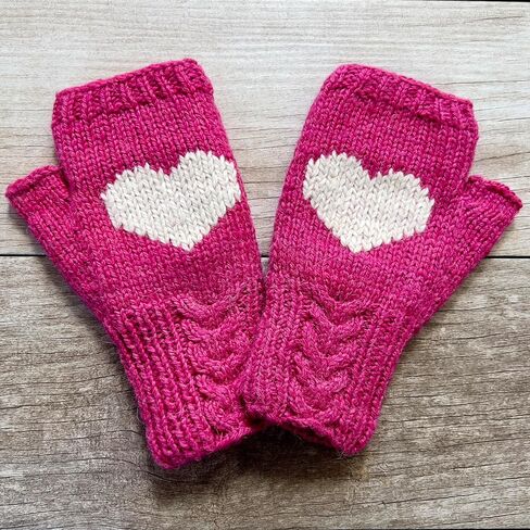 Ella Sussman Hand Knit Alpaca Wool Heart Fingerless Cable Glove Fleece Lined Winter Texting Driving Office in Saudi Arabia