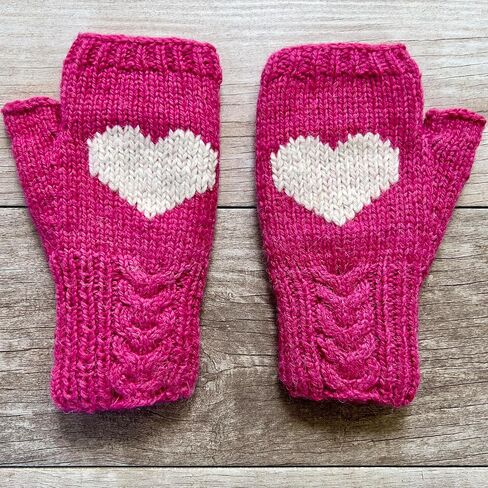 Ella Sussman Hand Knit Alpaca Wool Heart Fingerless Cable Glove Fleece Lined Winter Texting Driving Office in Saudi Arabia