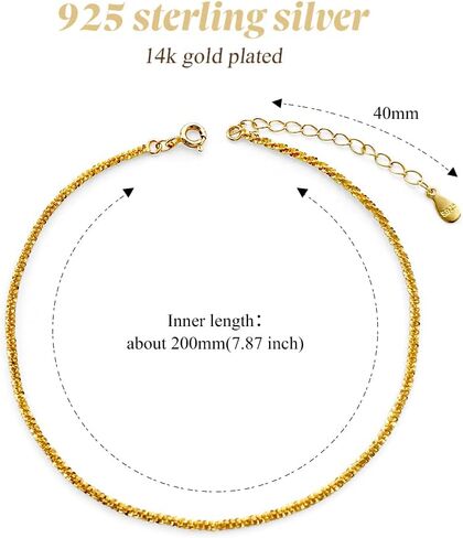 خلخال من الفضة الإسترلينية عيار 925 من Positivelady، سوار كاحل مطلي بالذهب عيار 14 قيراط، أنماط سلسلة فراشة متقاطعة للنساء والفتيات، هدية رومانسية حلوة قابلة للتعديل in Kuwait