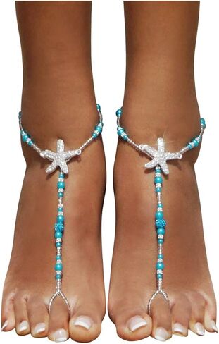 Bienvenu بوهيميا نمط الزفاف صنادل بيرفوت الشاطئ خلخال سلسلة مجوهرات للقدم in Kuwait