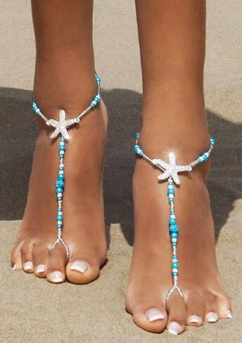 Bienvenu بوهيميا نمط الزفاف صنادل بيرفوت الشاطئ خلخال سلسلة مجوهرات للقدم in Kuwait