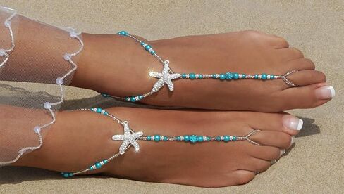 Bienvenu بوهيميا نمط الزفاف صنادل بيرفوت الشاطئ خلخال سلسلة مجوهرات للقدم in Kuwait