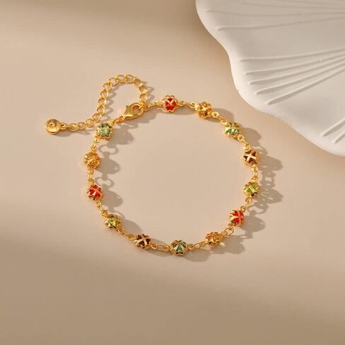Wonlte 18K مطلية بالذهب متعدد الألوان كريستال خلخال مكعب زركونيا أساور تنس كلاسيكية للنساء، سوار أنيق على شكل خطاف سوار بسيط ورائع على شكل الرغيف الفرنسي خلخال بوهو لطيف على الشاطئ هدايا مجوهرات in Kuwait