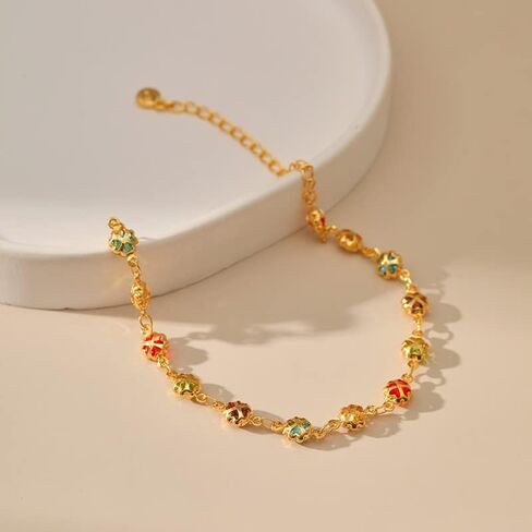 Wonlte 18K مطلية بالذهب متعدد الألوان كريستال خلخال مكعب زركونيا أساور تنس كلاسيكية للنساء، سوار أنيق على شكل خطاف سوار بسيط ورائع على شكل الرغيف الفرنسي خلخال بوهو لطيف على الشاطئ هدايا مجوهرات in Kuwait