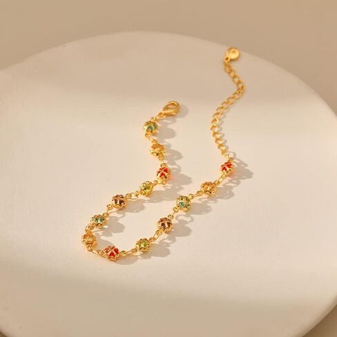 Wonlte 18K مطلية بالذهب متعدد الألوان كريستال خلخال مكعب زركونيا أساور تنس كلاسيكية للنساء، سوار أنيق على شكل خطاف سوار بسيط ورائع على شكل الرغيف الفرنسي خلخال بوهو لطيف على الشاطئ هدايا مجوهرات in Kuwait
