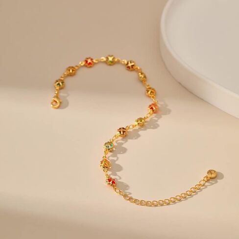 Wonlte 18K مطلية بالذهب متعدد الألوان كريستال خلخال مكعب زركونيا أساور تنس كلاسيكية للنساء، سوار أنيق على شكل خطاف سوار بسيط ورائع على شكل الرغيف الفرنسي خلخال بوهو لطيف على الشاطئ هدايا مجوهرات in Kuwait