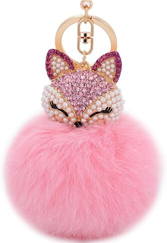 Anple Boseen Genuine Rabbit Fur Ball Pom Pom Keychain in Saudi Arabia