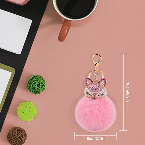 Anple Boseen Genuine Rabbit Fur Ball Pom Pom Keychain in Saudi Arabia