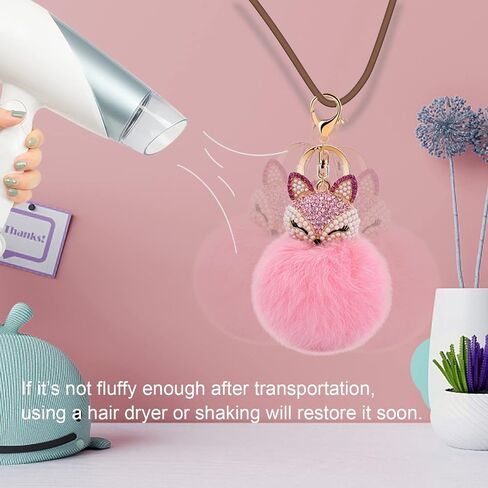 Anple Boseen Genuine Rabbit Fur Ball Pom Pom Keychain in Saudi Arabia