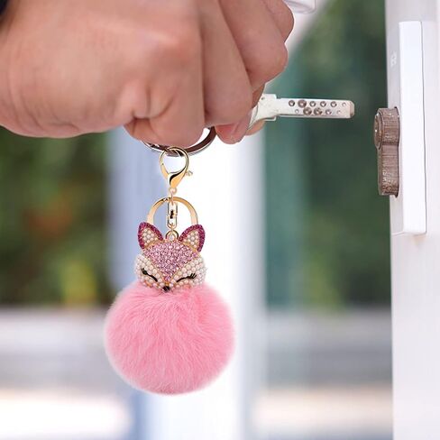 Anple Boseen Genuine Rabbit Fur Ball Pom Pom Keychain in Saudi Arabia