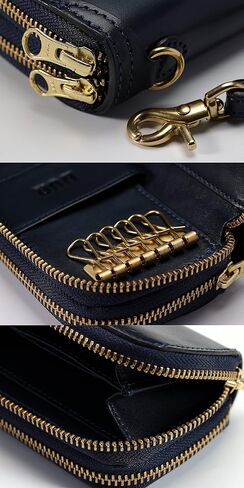IJUN Full Grain Leather Key Card Case with Wrist Strap Genuine Leather Italian Hand Burnished Vegetable Tanned Leather (Blue) in Saudi Arabia