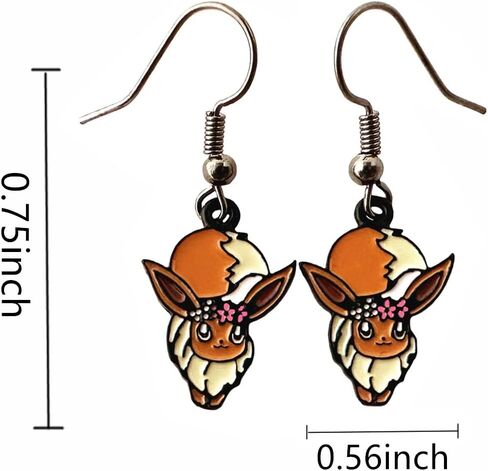 أقراط أذن الرسوم المتحركة Poke Eevee Enthusiast Evolutions Stud، مسمار أذن الرسوم المتحركة للفتيات والنساء والرجال in Kuwait