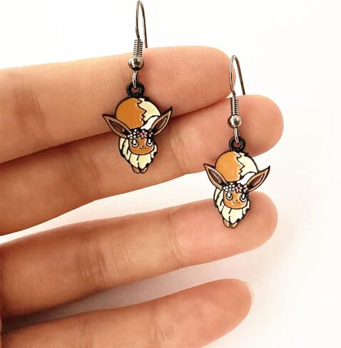 أقراط أذن الرسوم المتحركة Poke Eevee Enthusiast Evolutions Stud، مسمار أذن الرسوم المتحركة للفتيات والنساء والرجال in Kuwait