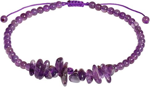 Jewever Natural Amethyst Anklet Bracelets for Women Tumbled Chips Crystals Anklet Adjustable Handmade Reiki Gemstones Beach Foot Jewelry in Saudi Arabia
