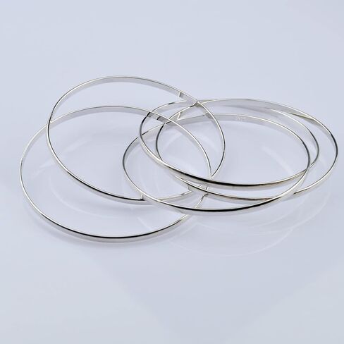 Fashion Women 925 Sterling Silver Bracelet five Smooth Combination Stackable Bangles Diameter 60-65 -68 MM Solid Silver On Bangle Cuff Fine Jewelry Gifts in Saudi Arabia