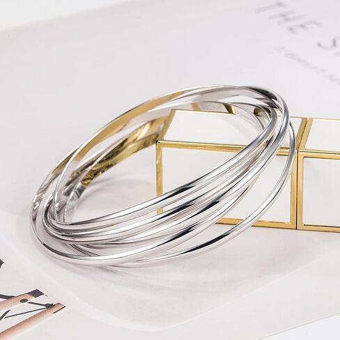 Fashion Women 925 Sterling Silver Bracelet five Smooth Combination Stackable Bangles Diameter 60-65 -68 MM Solid Silver On Bangle Cuff Fine Jewelry Gifts in Saudi Arabia