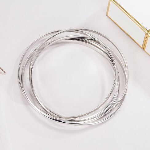 Fashion Women 925 Sterling Silver Bracelet five Smooth Combination Stackable Bangles Diameter 60-65 -68 MM Solid Silver On Bangle Cuff Fine Jewelry Gifts in Saudi Arabia