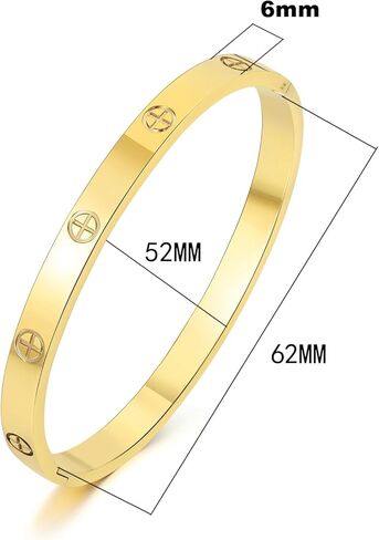Zutena 18K Gold Plated Bracelet for Women,6mm Stainless Steel Love Heart Friendship Bangle Bracelet for Women Girls,Cubic Zirconia Bracelet for Teens,Great Gift for Her in Kuwait