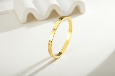 Zutena 18K Gold Plated Bracelet for Women,6mm Stainless Steel Love Heart Friendship Bangle Bracelet for Women Girls,Cubic Zirconia Bracelet for Teens,Great Gift for Her in Kuwait