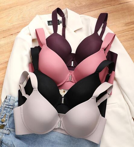 FINETOO حمالة صدر للنساء مثير إغلاق الجبهة حمالات الصدر للنساء حجم كبير حمالة الصدر التغطية الكاملة غير المبطنة حمالات الصدر مع Underwire رفع البرازيلي in Kuwait